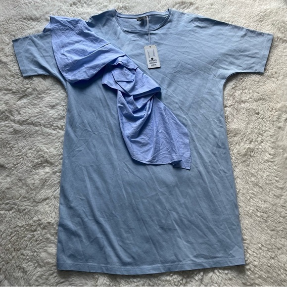 COS NWT Light Blue Ruffle Mini Dress M - Picture 5 of 9